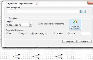 Importação de listas de pre-orçamento